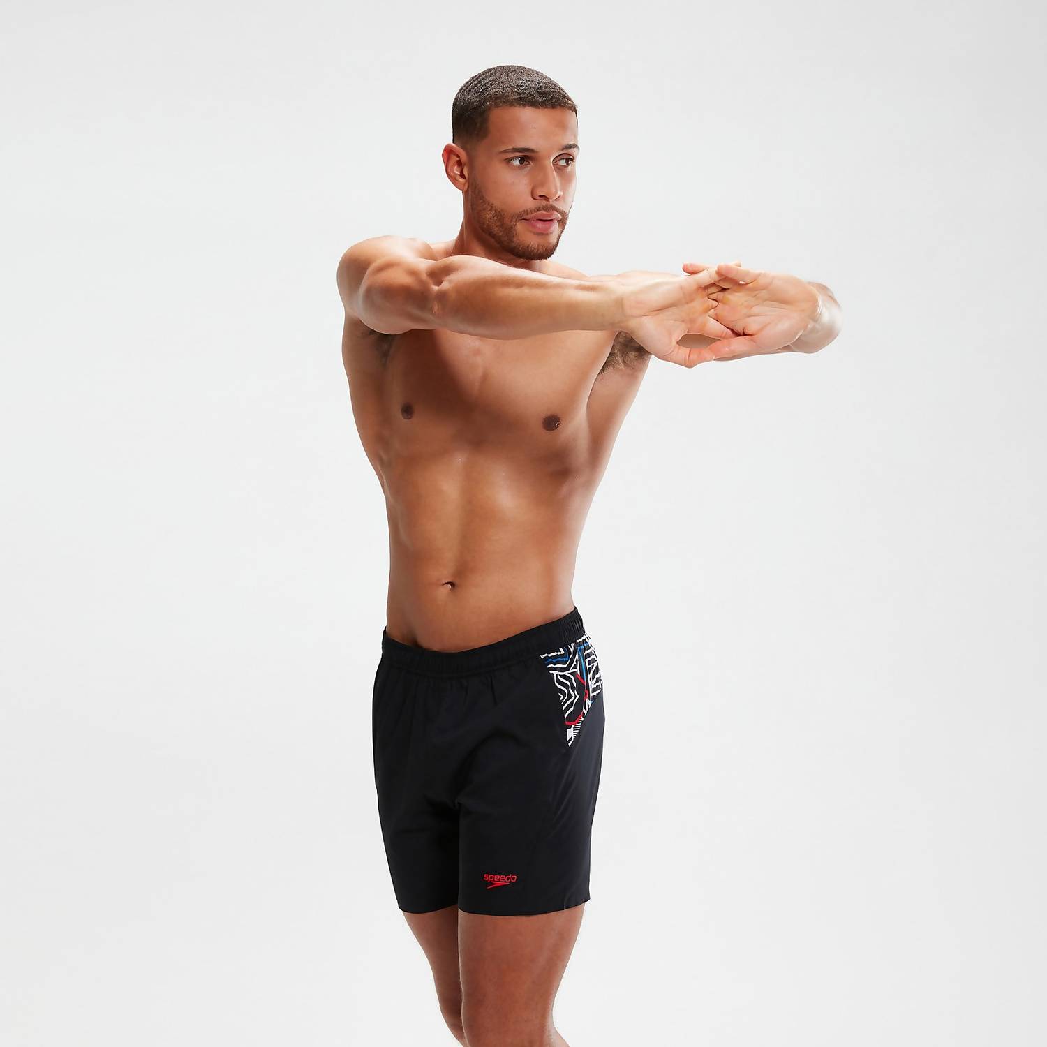 Hommes Short De Bain De Sport Homme 40 Cm Bicolore Noir/Rouge Shorts De Bain Speedo – 1