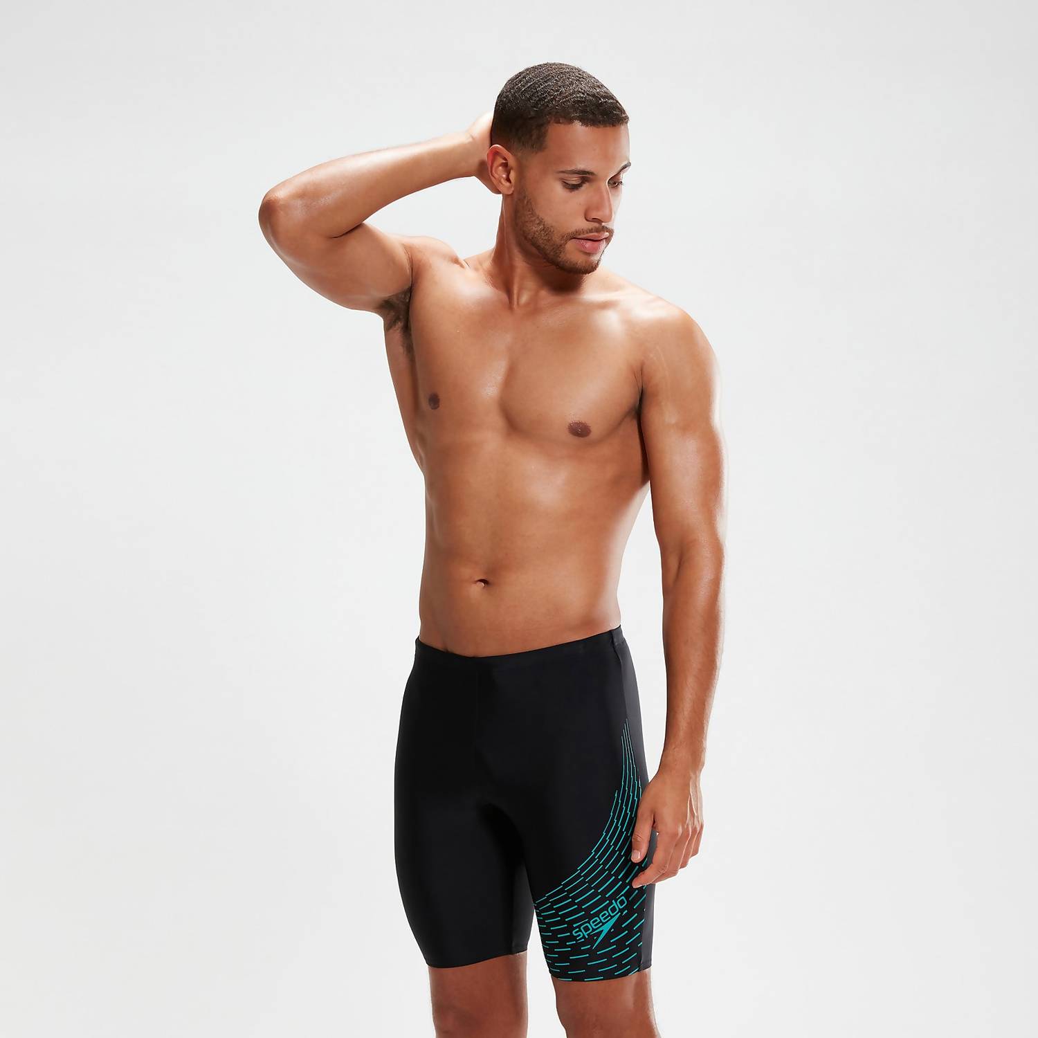 Jammer Homme Medley Logo Noir/Aqua Shorts Longs Hommes Speedo – 1
